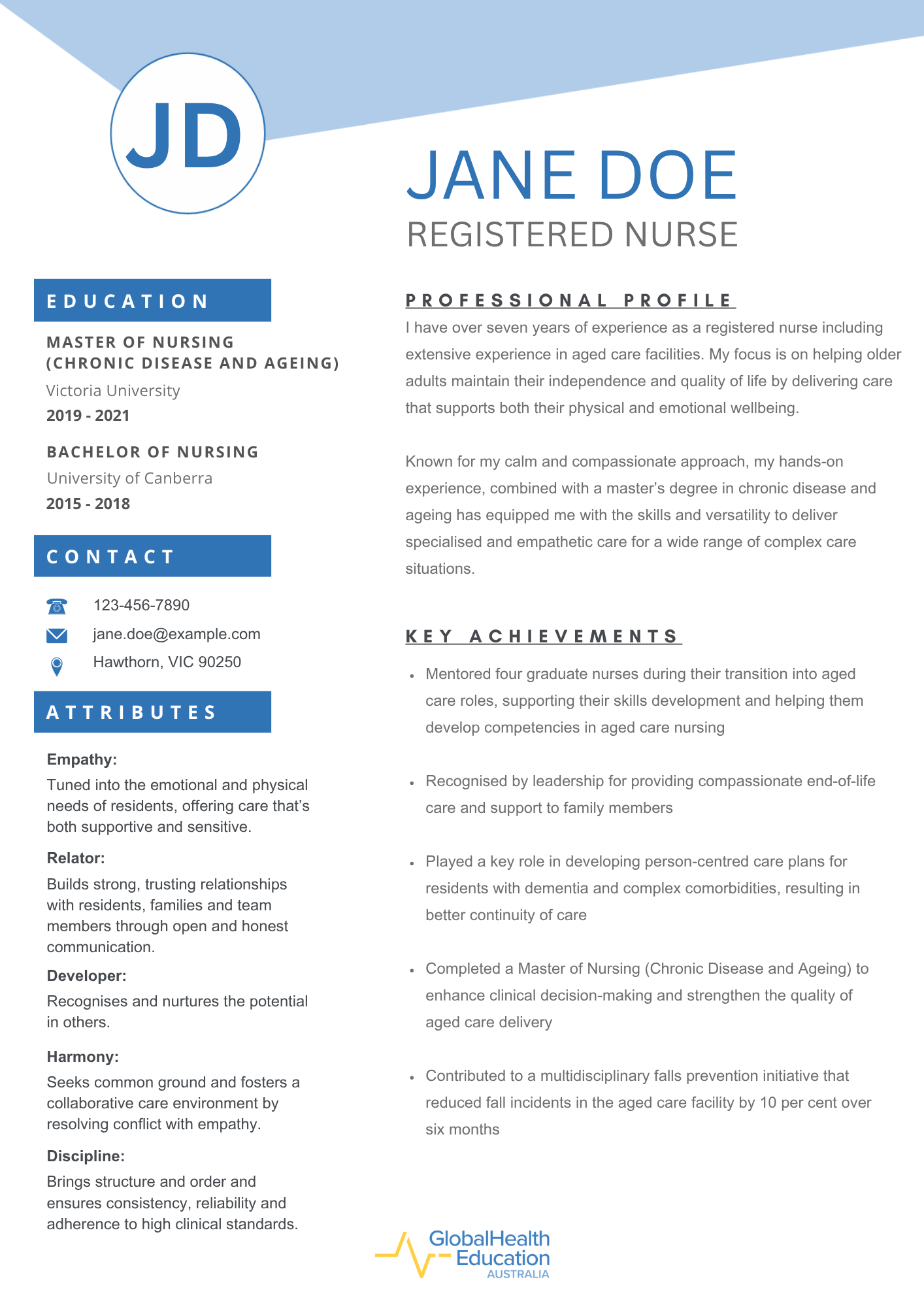 Nurse resume template page 1