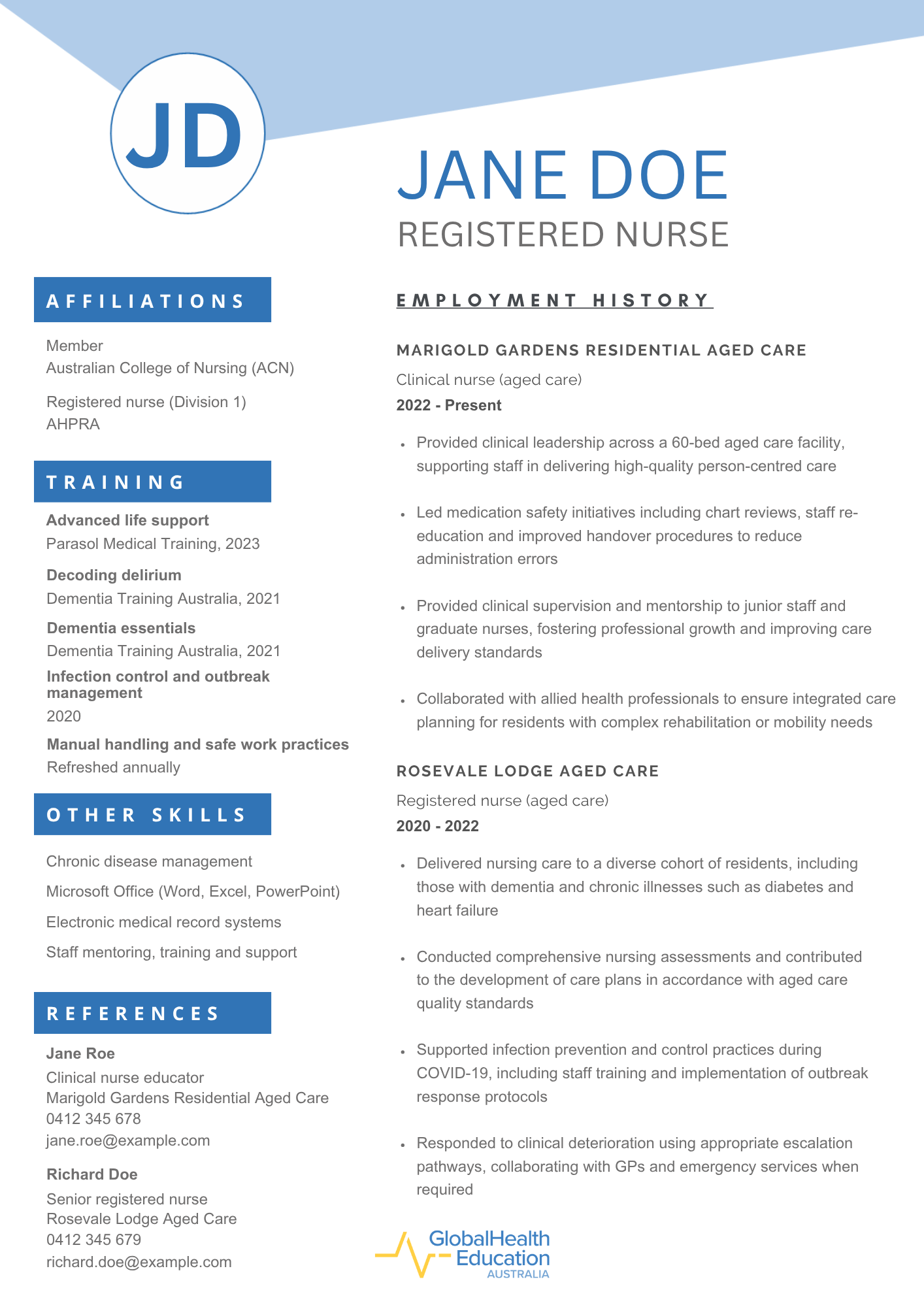 Nurse resume template page 2
