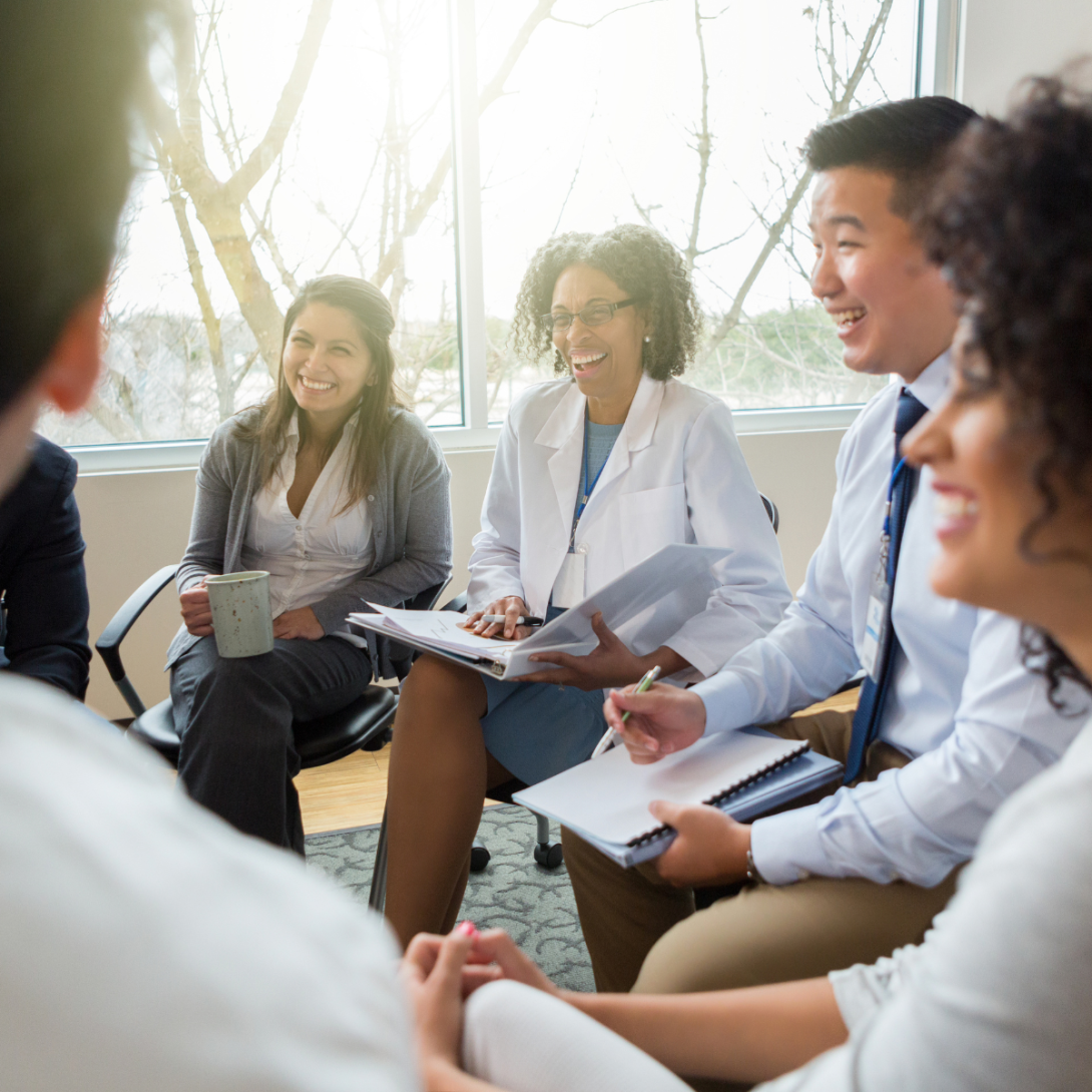 Healthcare professionals sitting together